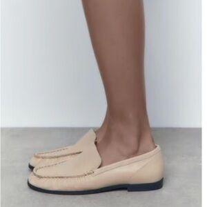 Zara leather scrunch loafers